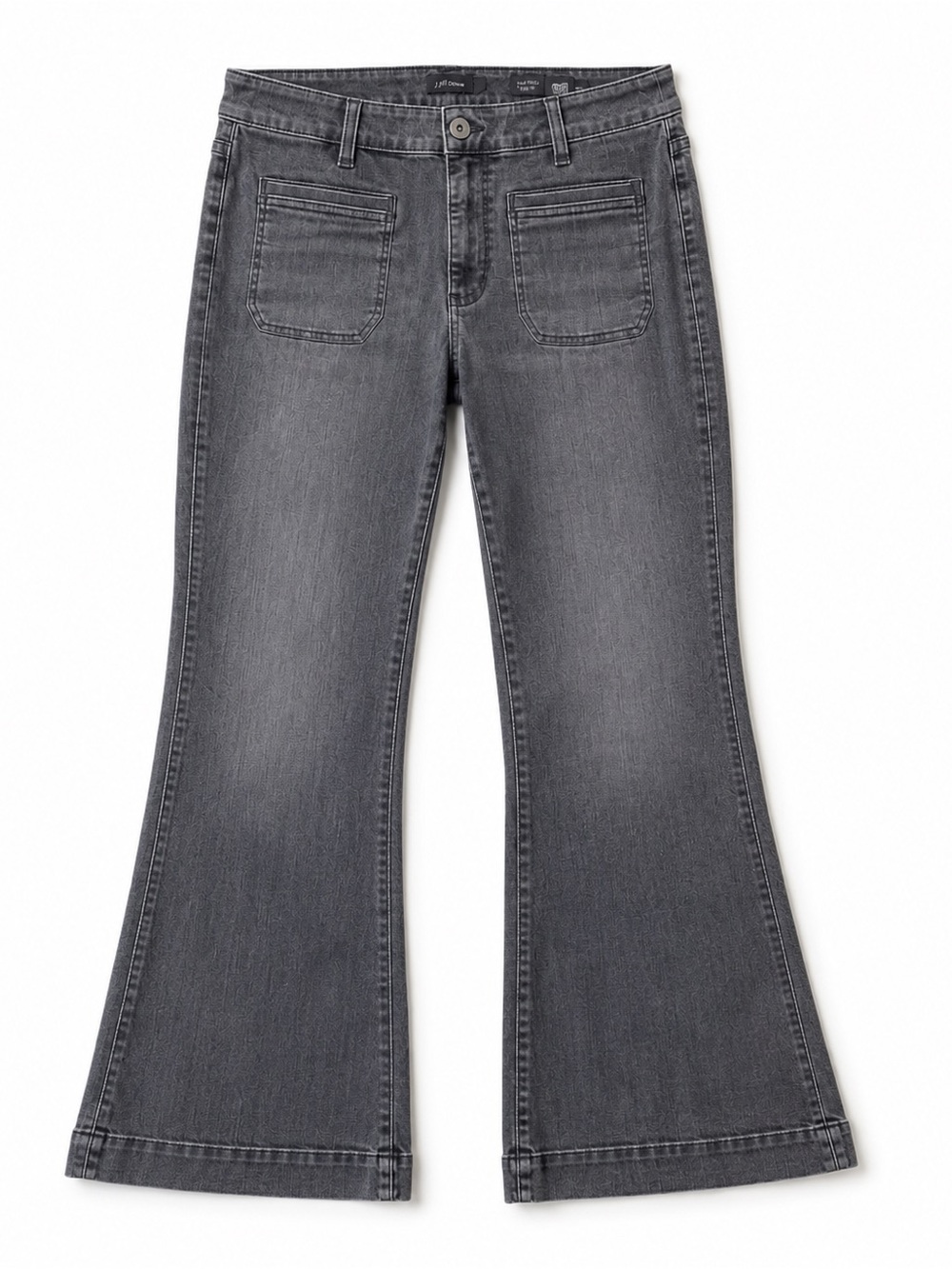 Charcoal Gray High Rise Flare Relaxed Jeans Size 12 Wide Leg Faded Wash